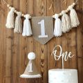 1st Birthday High Chair Banner Boho Wall Decor Party Decoration for Girl Baby Shower First Birthday Gift. 