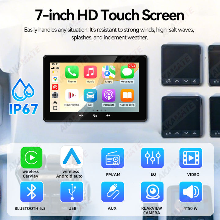 7inch%20Marine%20Radio%20Wireless%20CarPlay%20Android%20Auto%20FM%20AM%20Radio%20Receiver%20Waterproof%20for%20RV%20ATV%20UTV%20SPA%20RZR%20Stereo%20Multimedia%20Player%20-%20Image%203