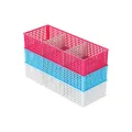 3-compartment mini basket (slide, adjustable hole size) plastic basket stationery basket keyway brand multipurpose basket model P2-0072. 