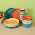 Wheat Straw Dinnerware Set Eco-friendly Safety Plates Cups Bowels Home Party Tableware Set Outdoor Camp Candy Colour Gift. 