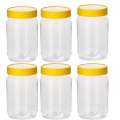 Set of 6 400ml plastic Jar Container/400g (ml) Plastic Peanut Butter Jars Packaging Bottle Jar Clear Round Containers Screw Lids/400ml pickle jar container/kitchen jar container/ kitchen container 400ml. 