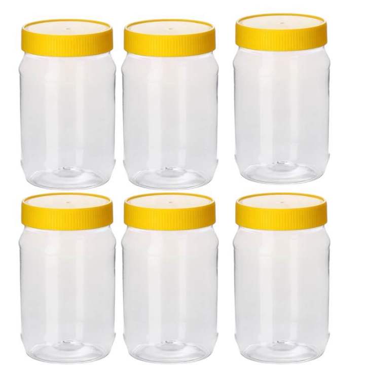 Set of 6 400ml plastic Jar Container/400g (ml) Plastic Peanut Butter Jars Packaging Bottle Jar Clear Round Containers Screw Lids/400ml pickle jar container/kitchen jar container/ kitchen container 400ml