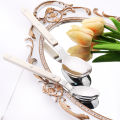 Beige Silver 4/16Pcs Dinnerware Acrylic Handle Knife Fork Spoon Set Stainless Steels Cutlery Set Western Dinner Kitchen Flatware.