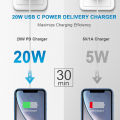 1-2Set 20W US USB C Port Quick Charger For iPhone 16 15 Pro Max Plus 3.3Ft USB C to Type C Charging Cable.
