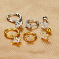 3PCS Stainless Steel Zircon Flower Pendant Hoop Earrings Set for Women Simple Huggies Cartilage Earring Piercing Jewelry aretes.