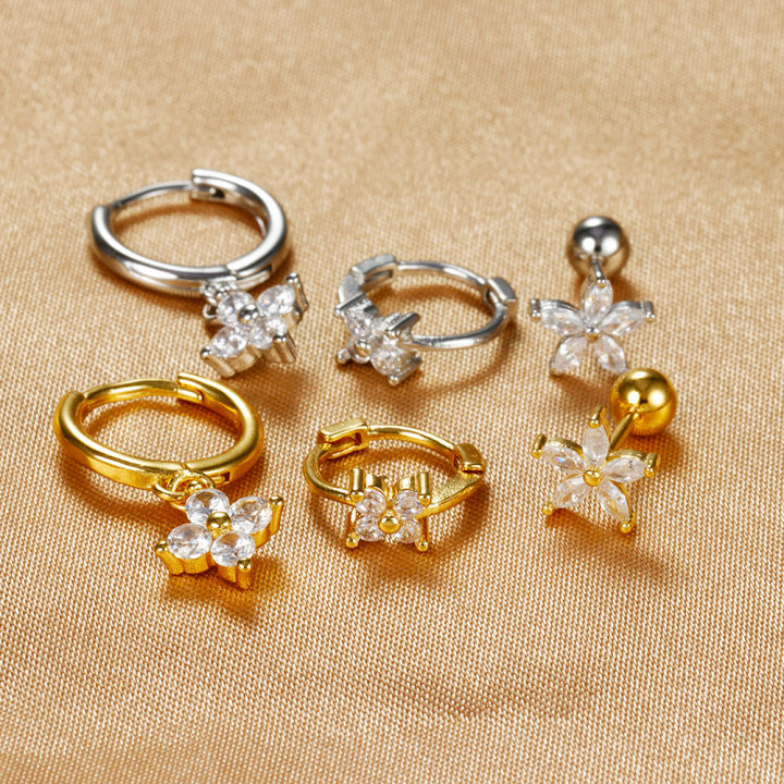 3PCS%20Stainless%20Steel%20Zircon%20Flower%20Pendant%20Hoop%20Earrings%20Set%20for%20Women%20Simple%20Huggies%20Cartilage%20Earring%20Piercing%20Jewelry%20aretes%20-%20Image%206