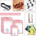 Pink Resealable Ziplock Bags Packaging Pouch For Jewelry Phone Case Lash Display Clear Window Foil Smell Proof Storage Organizer. 