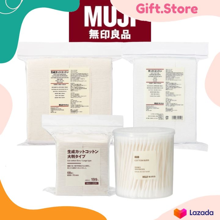 Muji Cotton Pads and Cotton Swabs, Muji Cut Cotton Ecru, Cotton Buds, Facial Cotton Pads