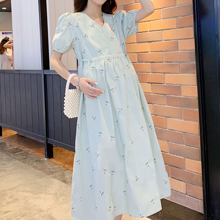 Korean-style%20pregnant%20women%20dress%20loose%20design%20maternity%20dress%20green%20mint%20beautiful%20and%20comfortable%20to%20wear%20-%20Image%208