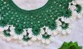 Handmade Fashionable cute Crochet Baby Neck Design dress for girls 1 peices white and Green Colour Kushikatar jamar gola crochet baby neck design. 