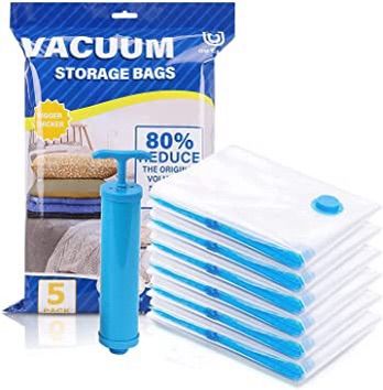 Smart Vacuum Storage Reusable Free Pump Seal Zip Lock Space Saver Bags Clothes Air Suction Compressed Bag Pack Of 5 With Hand Pump For Travel Daraz .np