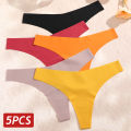 5PCS Seamless Thongs for Women V Waist G-String Panties Ice Silk Breathable Dopamine Color Underwear Ultra Thin Lingerie XS-XL. 