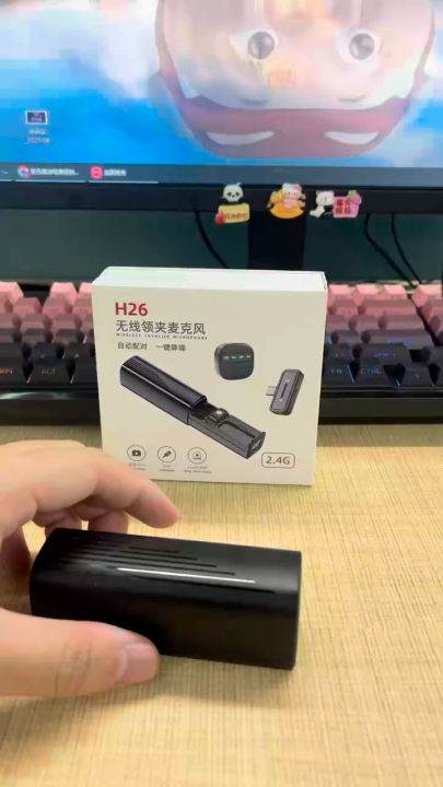 AARON New drawer style H26 wireless lavalier 2x microphone and Type C Receiver for outdoor live streaming noise reduction recording, Vlog, Interview, YouTube, Tiktok (ရင်ချိတ် မိုက်)
