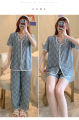 New Spring/Summer Women's Short-Sleeve Three-Piece Pajama Set, Women's Short-Sleeve Loungewear, Women's Summer Outfit Set.
