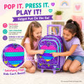 3PCS Rolling Backpack for Girls, Kids Roller Wheels Bookbag, Wheeled School Bag with Lunch Bag - Heart Purple.