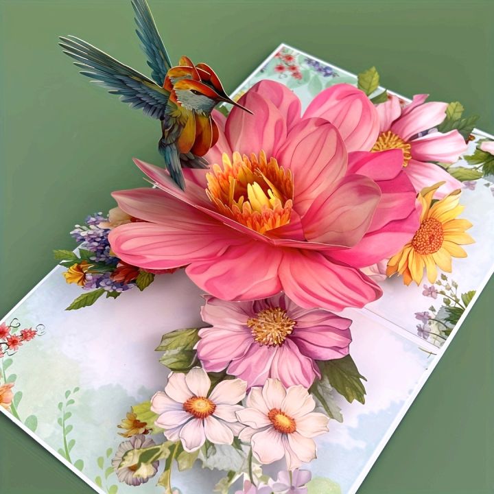 3D Pop Up Flower Greeting Cards Wedding Card Anniversary Valentines Day ...