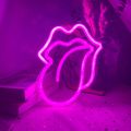 Mouth tongue Neon Light Sign LED Sexy Lips Lamp Decoration Table Room Shop Wall Party Gift USB & Battery Case Powered. 