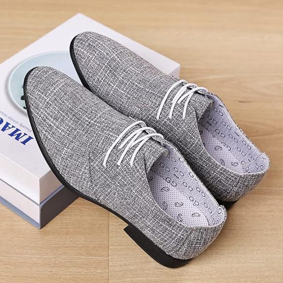 Men Canvas Pointy Toe Non Slip Brief Lace Up Dress Casual Business Shoes
.