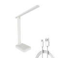 LED Clock Table Lamp USB Chargeable Dimmable Desk Lamps 2 Heads 180 Rotate Foldable Eye Protection Desktop Reading Night Lights. 