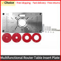 Router Table Insert Plate Woodworking Benches Aluminium Wood Router Trimmer Models Engraving Machine with 4 Rings Tools.