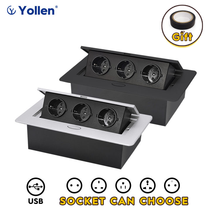Table Socket Types 3 Pin All Aluminum Panel EU Standard Hidden Type Table Socket 3 Way ...