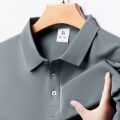 Men's Fashion Solid Short Sleeved Polo Shirt Summer Breathable Comfortable Top. 