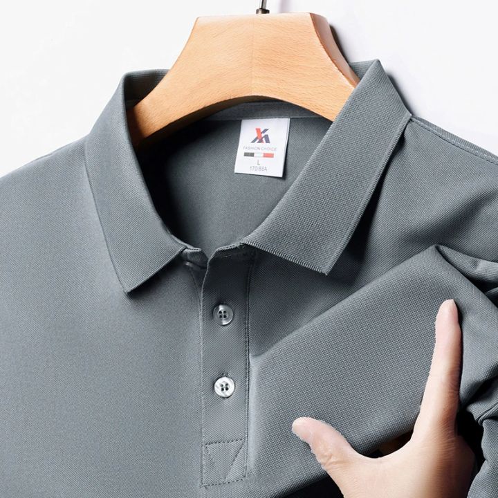 Men's%20Fashion%20Solid%20Short%20Sleeved%20Polo%20Shirt%20Summer%20Breathable%20Comfortable%20Top%20-%20Image%202