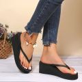 Summer Wedge Flip Flops for Women 2025 Fashion Clip Toe Platform Slippers Woman Lightweight Thick Bottom Non Slip Beach Sandals. 