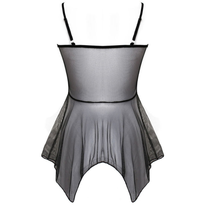 Lingerie%20Women%20Silk%20Lace%20Sleeveless%20Babydoll%20V%20Neck%20Nightdress%20Nightgown%20Short%20Sleepwear%20Night%20Dress%20Underwear%20-%20Image%204