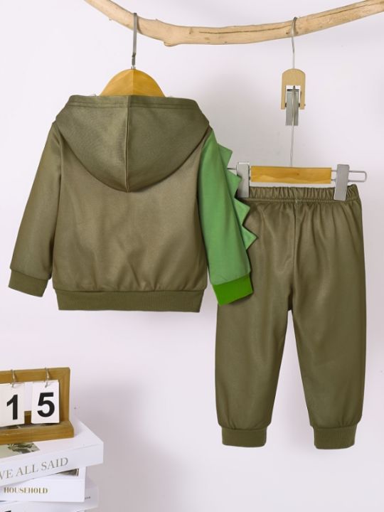 Spring%20Autumn%20Baby%20Boy%20Dinosaur%20Print%20Long%20Sleeve%20Hooded%20Jacket%20And%20Trousers%20Cute%20Two-Piece%20Set%20for%20Toddlers%20And%20Infants%20-%20Image%202