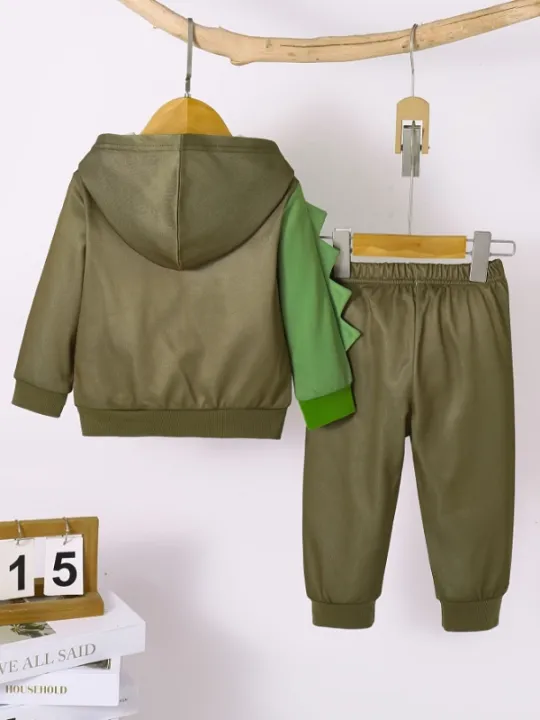 Spring%20Autumn%20Baby%20Boy%20Dinosaur%20Print%20Long%20Sleeve%20Hooded%20Jacket%20And%20Trousers%20Cute%20Two-Piece%20Set%20for%20Toddlers%20And%20Infants%20-%20Image%202