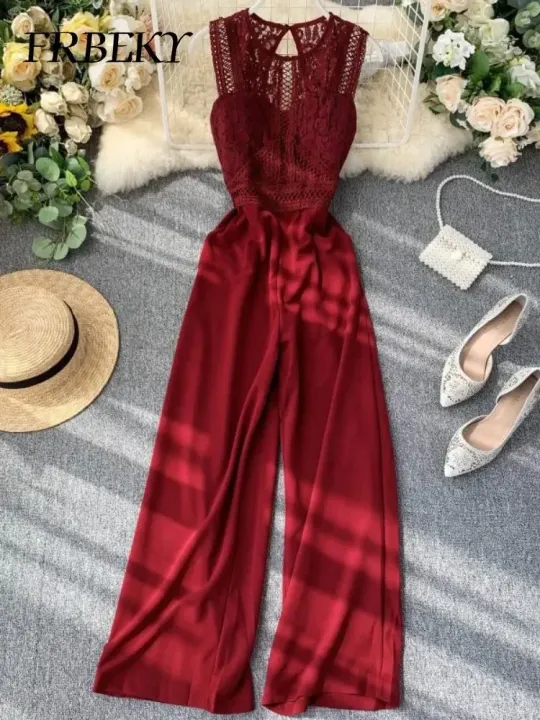 Spring%20New%20Jumpsuit%20Women%20Hollow%20Backless%20Sleeveless%20Lace%20Spell%20Receiving%20Waist%20Wide%20Leg%20Pants%20Overalls%20for%20Women%20Bodysuit%20-%20Image%204