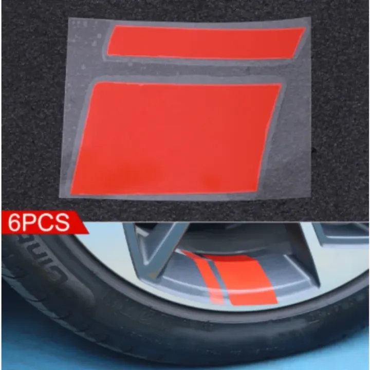 6pcs Car Sticker Reflective Car Wheel Rim Vinyl Warning Stickers Hash ...