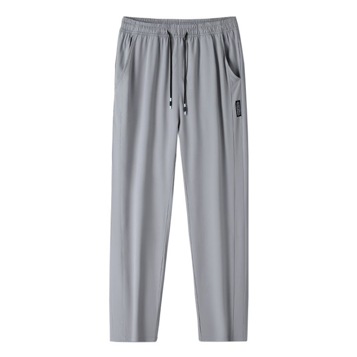 CHRLCK Men Running Pants Jogging Casual Summer Thin Sweatpants Quick Dry Ice Silk Straight Trousers Sports Gym Breathable Unisex