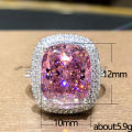 Huitan Personality Big Pink Cubic Zirconia Wedding Rings for Women Romantic Bridal Marriage Ceremony Party Rings Fashion Jewelry.