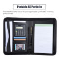 A5 Business Portfolio Padfolio Folder Document Case Organizer A5 PU Leather Zippered Closure Calculator Card Holder Memo. 