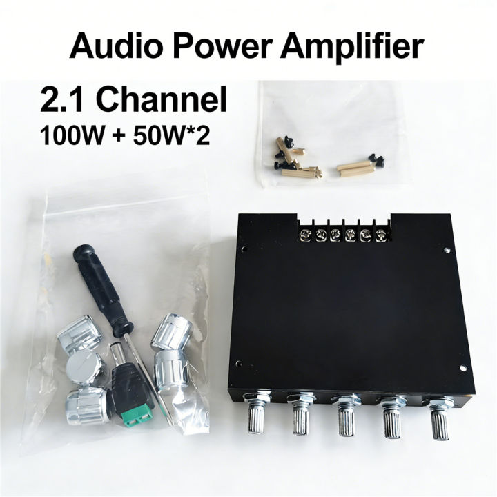 100W+50W*2 2.1 Channel Digital Audio Power Amplifier Board Bluetoth Wireless Module Subwoofer AUX 12/24V Stereo HiFi Amp Speaker