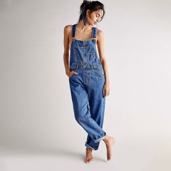 Washed%20Denim%20Overalls%20For%20Women,%20Internet%20Celebrity%20Style,%20Age-reducing,%20Loose%20Wide-leg%20Floor-length%20Trousers,%20Denim%20Overalls%20-%20Image%204
