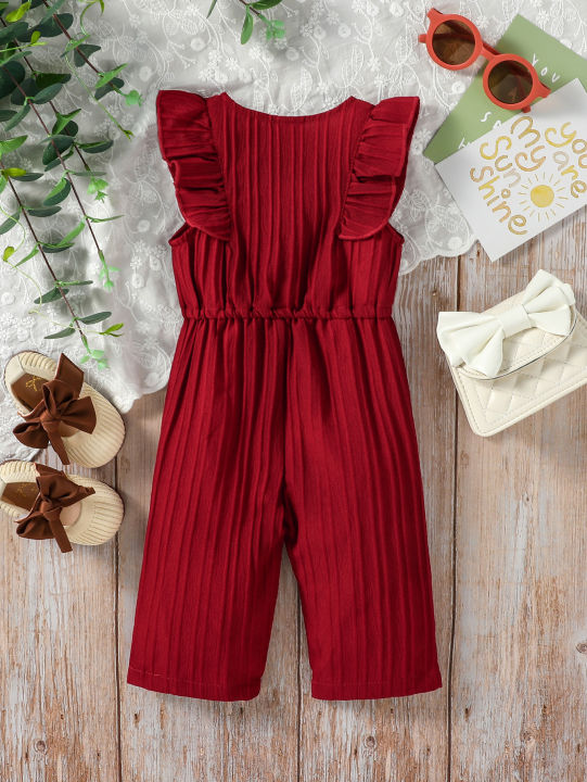 Kids%20Baby%20Girl's%20Solid%20Sleeveless%20Bodysuit%20For%20Summer%20European%20and%20American%20style%20Casual%20Jumpsuit%20-%20Image%202