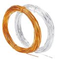 2Rolls Flat Aluminium Wire 40mm 18ft/1m Gold Silver Cloisonné Enamel Wire 0.4mm Thickness for DIY Jewellery Making (65.6ft/Roll).