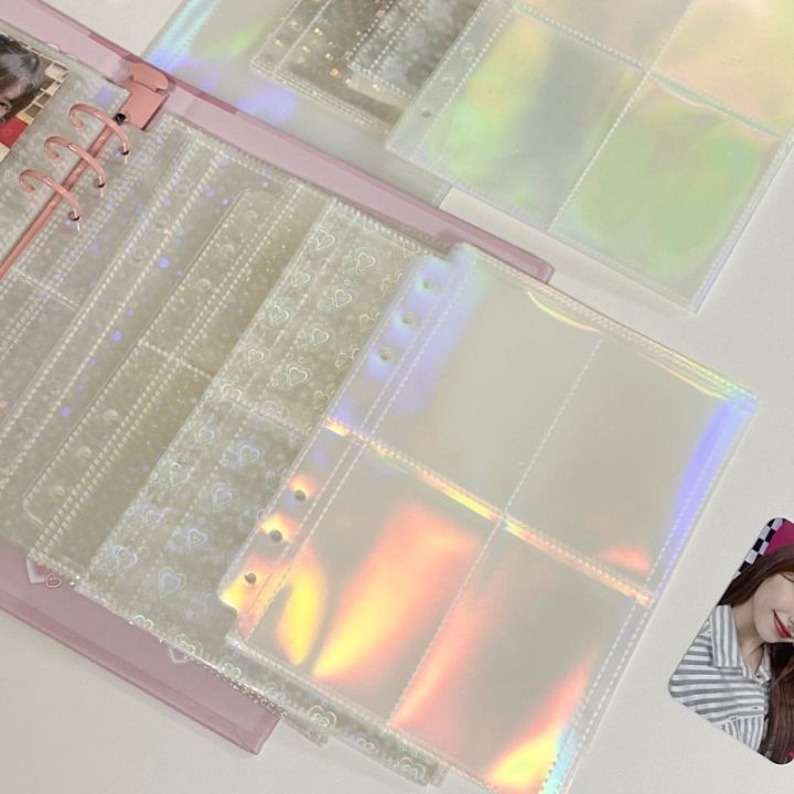 10PCS%20A5%20Laser%20Rainbow%20Star%20Binder%20Sleeves%201/2/4Pockets%20Transparent%20Inside%20Page%20of%20Album%206%20Ring%20Refill%20Inner%20Page%20Photocard%20Kpop%20-%20Image%202