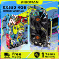 AIBOMAN Gamer Black Yellow AMD RX550 4GB GDDR5 Graphics Card 128Bit Dual Fan Computer Assembly Accessories Electric Office Games.