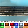 0402 0603 0805 1206 3528 5050 5730 3020 3014 4014 SMD LED Red Yellow Green White Blue Orange light emitting diode 100pcs/lot. 