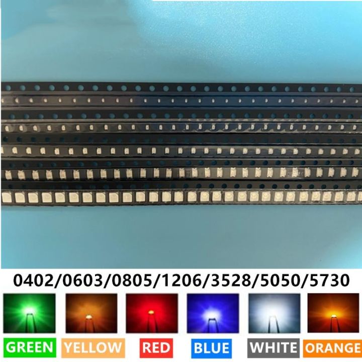 0402 0603 0805 1206 3528 5050 5730 3020 3014 4014 SMD LED Red Yellow Green White Blue Orange light emitting diode 100pcs/lot