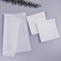 Wedding Season 3PCs Pure White Lace Pure Cotton Happy Handkerchief to Send Friends to Send Mom 28cm/11in Thin.. 