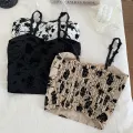 ITOOLIN Women Sweet Elastic Camis Underwear Padded Bra Spaghetti Cute Crop Tops Print Tank Tops For Women Summer 2023. 