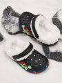 Autumn and winter fashion, casual and comfortable, men's and women's home with plush warm hole shoes.