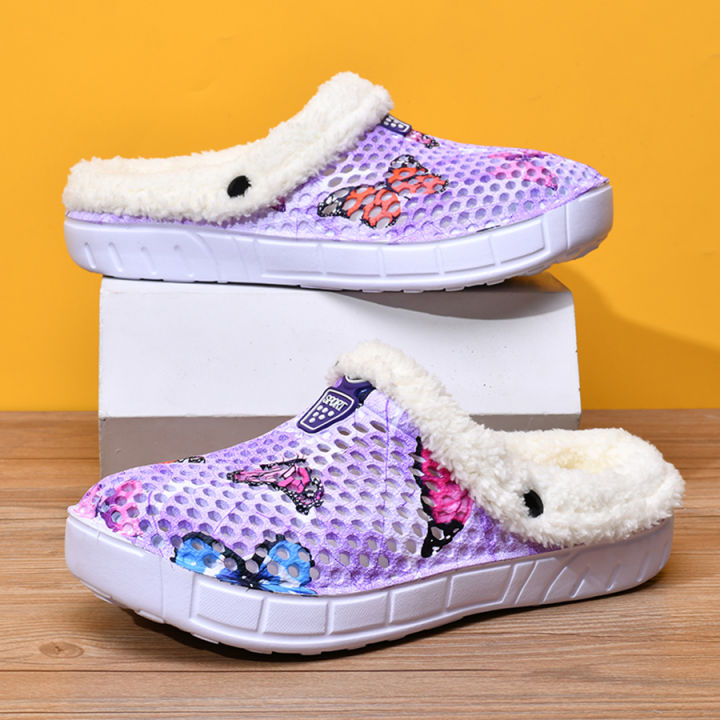 Women's%20Cotton%20Slippers%20Butterfly%20Pattern%20Clogs%20Mules%20Autumn%20and%20Winter%20Warm%20Plus%20Velvet%20Thickening%20-%20Image%205