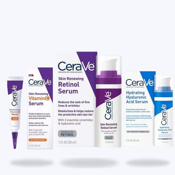 CeraVe 4-in-1 Skincare Kit: Night Cream, Sunblock, Cleanser & Serum for  Radiant Skin