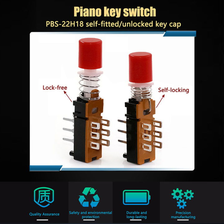 （Summer6）10 Pcs Button Piano Key Switch 6-Pin Linkage With/Without Lock ...